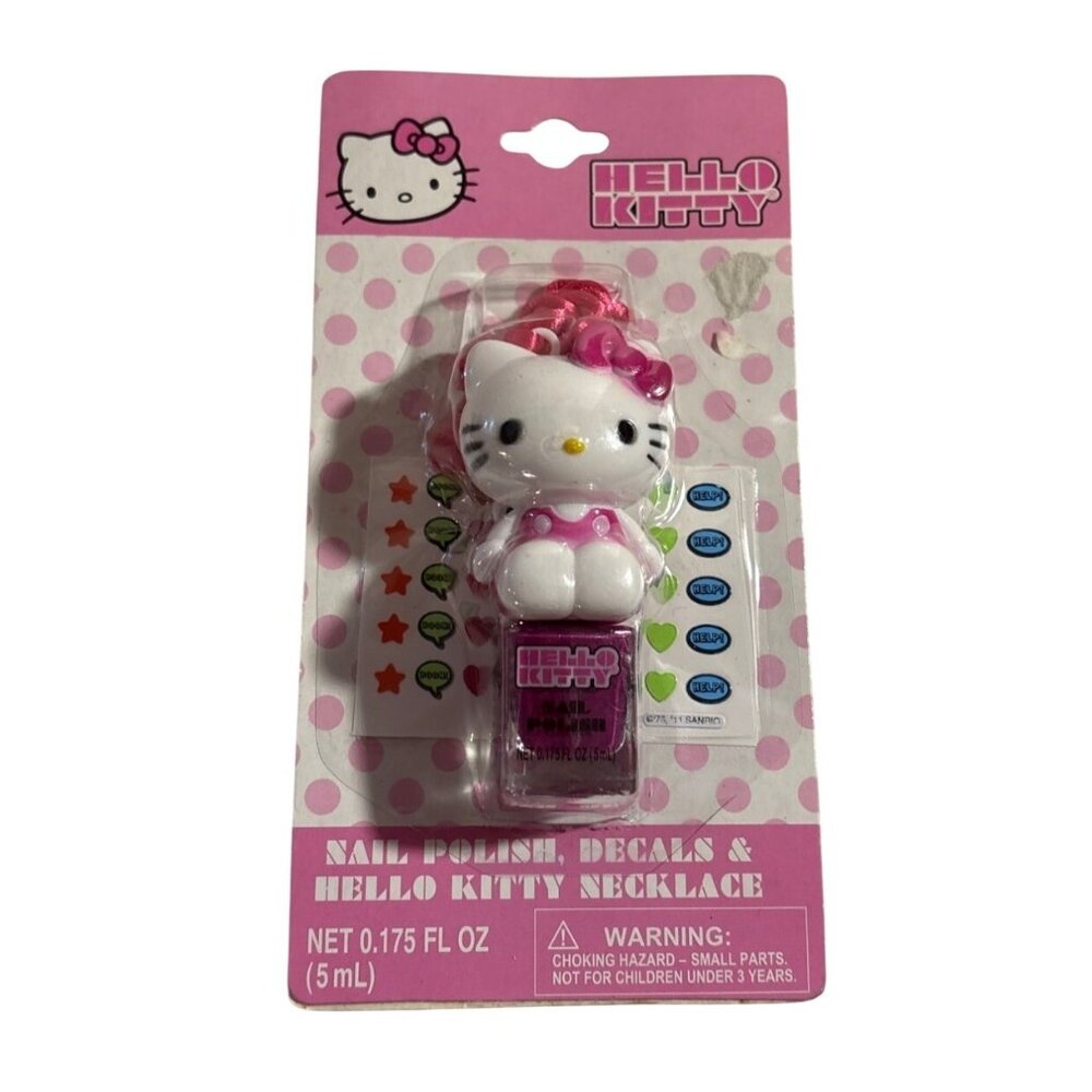 Hello Kitty Nail Polish Decals & Necklace Gift Set For Kids
